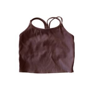 Born Primitive Brown Ribbed Strappy Gym Crop Top | S